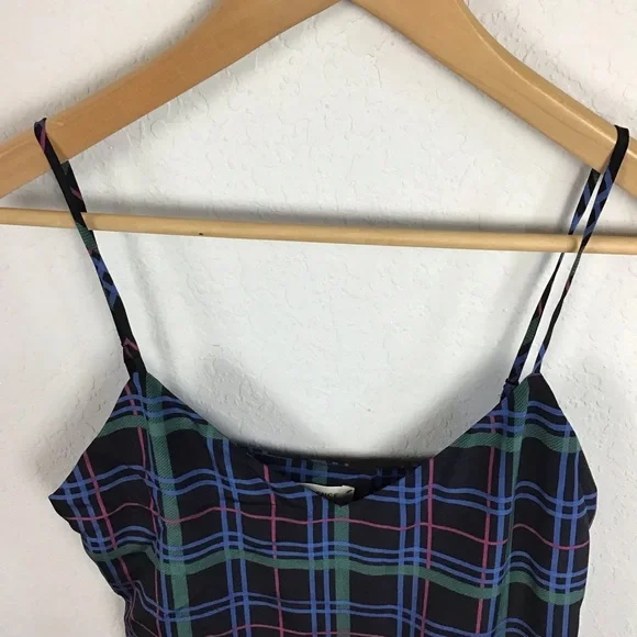 L’agence Tank Top Jane Plaid Silk Cami
